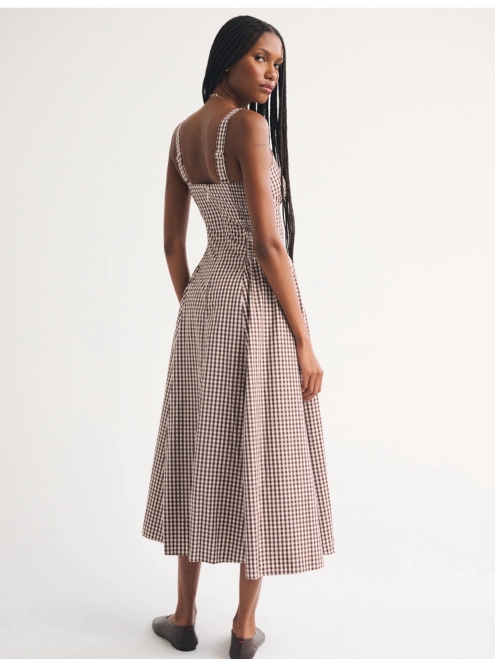 Abercrombie & Fitch Bra-Free Dylan Midi Dress in Mahogany Pattern Size S - Picture 13 of 13